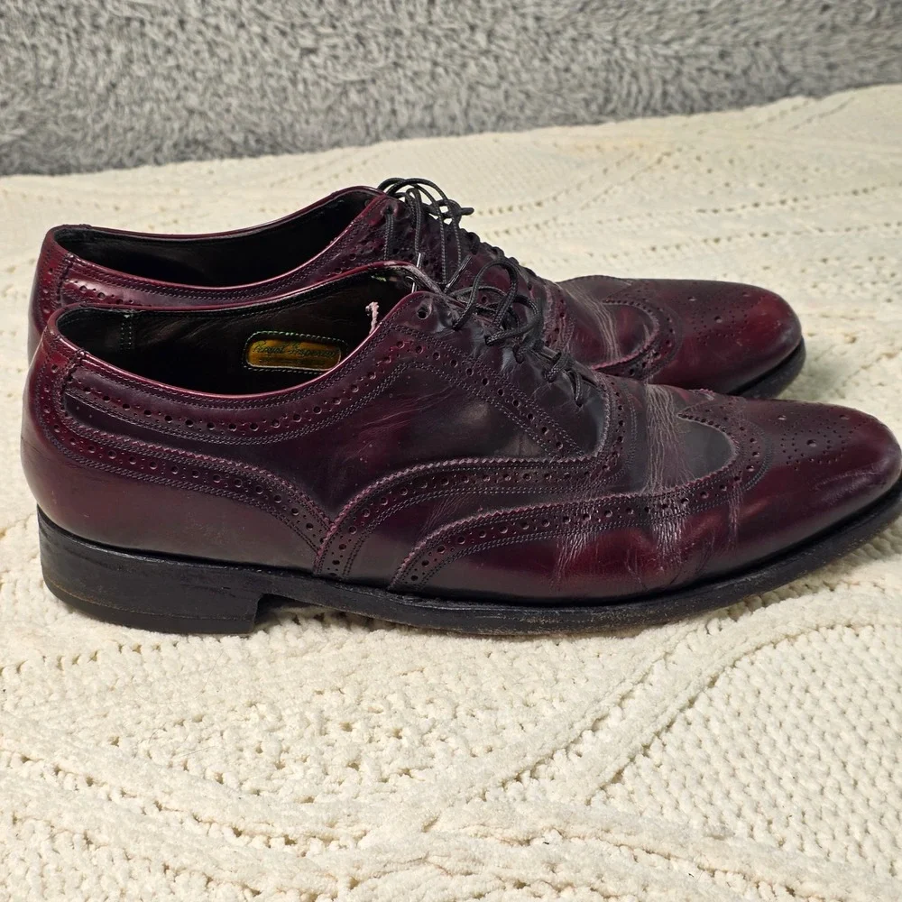 VTG Florsheim‎ Royal Imperial Burgundy Leather Wingtip Oxford Dress Shoes Mens 9